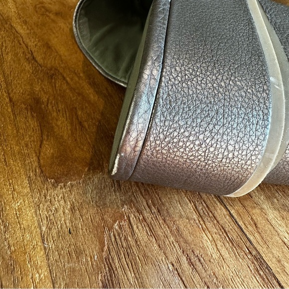 Vince Karsen Women’s Leather Sandals Slip On Slides Bronze Pebbled Block Heel 11 - Picture 8 of 12